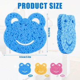 12pcs Scrub Frogs Sponges, Dual Sided Scrub Sponge Deep Cleaning Frog Shaped Sponge for Dish Washing Scrubber Sponges for Kitchen Non Scratch Bathroom Supplies
