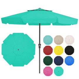 JEAREY 11' 2-Tiers Patio Umbrellas Outdoor Market Table Umbrella w/Crank, 8 Sturdy Ribs, UV Protection Waterproof Sunproof(Aqua Sky)