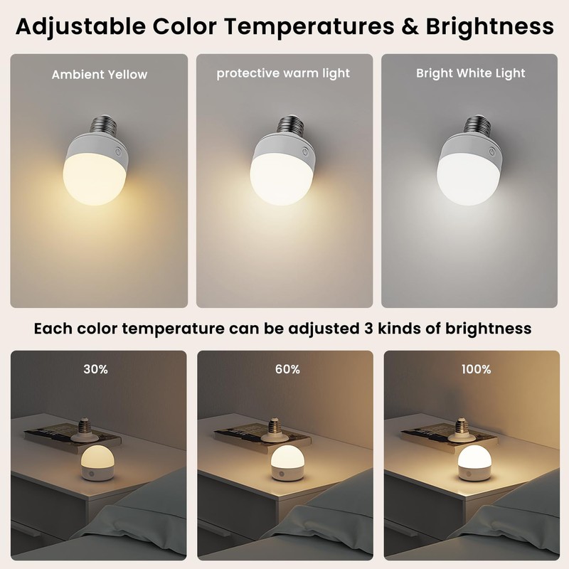 SCOPOW 2Packs E26 Rechargeable Light Bulbs with Remote Control, 5W