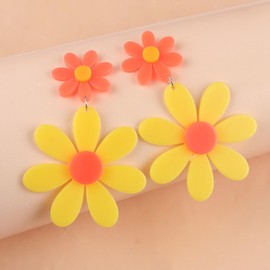 80s Costume Jewelry Gifts for Women Dangling Neon Flower Earrings Retro Fancy Dress Accessories Vintage Inspired Outfit Party Wear