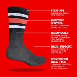 Old Bones Therapy | OBT Performance Crew Socks with Classic Stripes | Cotton-blended and Perfect for Skateboarding, BMX, Snowboarding (Medium, White - 1 Pack)