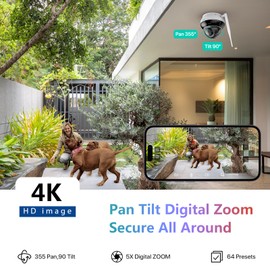 SV3C 4K PTZ WiFi Wireless Dome Camera Outdoor, Security IP Camera Indoor 8MP with Auto Tracking, Infrared HD Night Vision, SD Card Record, Motion Detection, RTSP, FTP, Onvif Conformant, 2.4/5 GHz WiFi