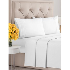 King Size 4 Piece Sheet Set - Extra Soft, Breathable And Cooling Sheets - Hotel Luxury Durable Bed Sheets for Women & Men - Deep Pockets, Easy-Fit & Wrinkle-Free Sheets - Bright White Oeko-Tex Sheets
