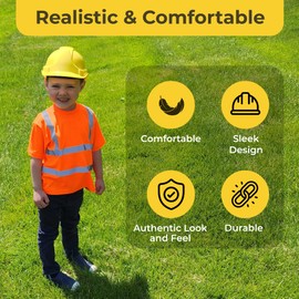 Child Hard Hat Construction Helmet - Adjustable for Ages 3-7, Toddler. Realistic Look, Replica of Grownup Gear. Construction Worker Yellow Hat for Children Boys & Girls