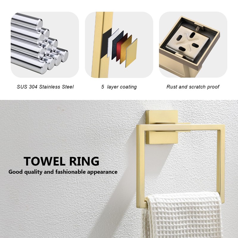 TURS Towel Ring Contemporary Style Stainless Steel 304 Chrome Bathroom