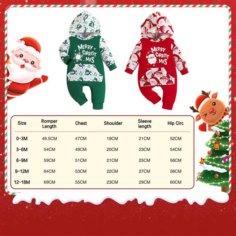 Yanmucy Baby Christmas Outfit Hoodie Christmas Romper Newborn Baby Girl