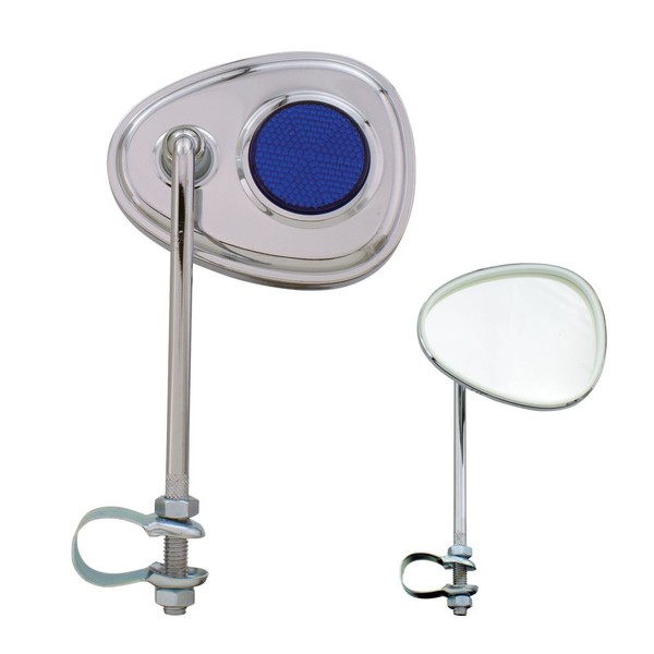 Fenix Cycles V Bicycle Mirror Chrome, (Blue Reflector)