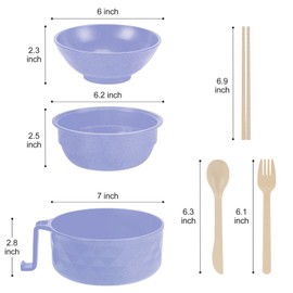 Microwave Ramen Cooker,Ramen Bowl Set,Microwave Noodle Bowl,Ramen Bowl With Chopsticks and Spoon, College Dorm Room Essentials for Girls for Boys, Apartment Essentials, BPA-Free. (light purple)