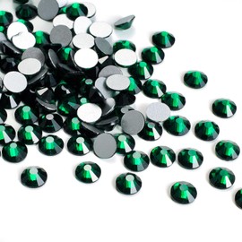 PLMHU 1440pcs Flat Back Rhinestones Glitter Round Crystal Gems Glass Rhinestones for Crafts Nail Art Clothes Shoes DIY Decorations, Emerald, SS16, 3.8-4.0mm