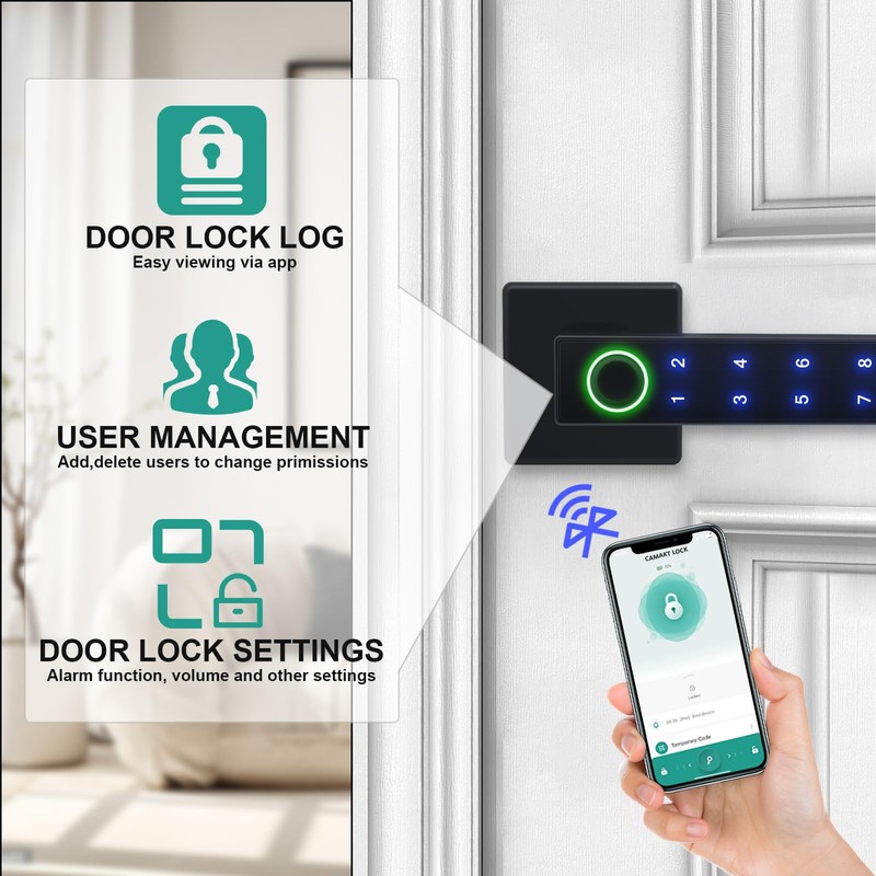 Fingerprint Door Lock,Smart Door Knob,Keyless Entry Door Lock with Handle,Biometric