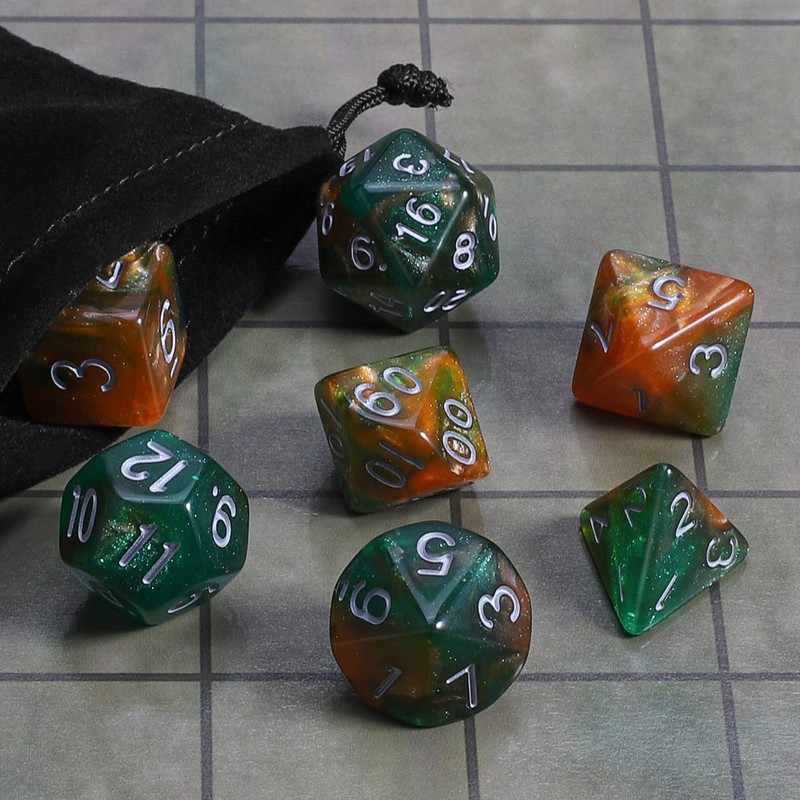 CiaraQ DND Polyhedral Dice Set with Dice Bag for Dungeons