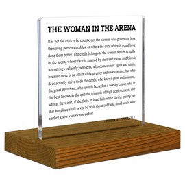 The Woman in the Arena Desk Decor, Entrepreneur Gifts for Women, Positive Affirmation Gifts for Woman, Motivational Gift for Woman, Acrylic Desk Decor Sign with Wood Stand - FSA222