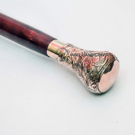 Hind Handicrafts Dekorative viktorianische Gehstöcke und Gehstöcke für Damen und Herren, 91,4 cm, braunes Ebenholz-Messing-Griff, Uni, Derby, faltbarer Gehstock (91,4 cm, Knopf 4)