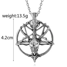 Satanic Temple Necklace Goat Head Inverted Pentagram Pentagram Stainless Steel Necklace Pendant Chain Gifts Altar Satanism Gothic Punk Gothic, Zinc