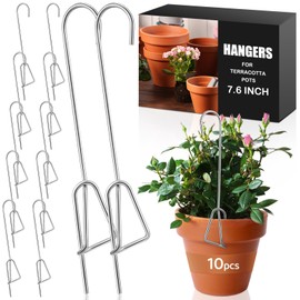 Blulu 10 Pcs 7.6 Inch Orchid Hanger Clip on Pot Hanger for Orchids Metal Wall Pot Hooks for Indoor and Outdoor Vertical Garden Plants