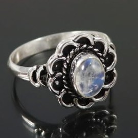 JEWELSTREZORO Regenbogenmondstein Edelstein-Bandring für Herren und Damen, alle Größen, 925er-Sterlingsilber, handgefertigter Geschenkartikel, Schmuck TSR184O_48 (15.3)