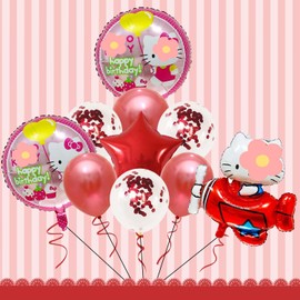 Anime Birthday Party Supplies 10Pcs Foil Balloons for Party Decorations for Girls Favors (red)