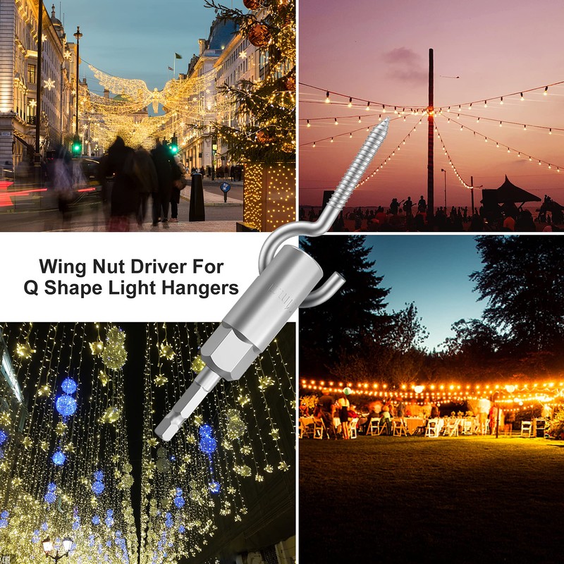 2 Pack 1/4" Hex Shank，Power Wing Nut Driver Set,Slot Wing