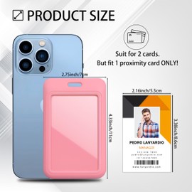 Lanyardio 1 Pack Sliding Vertical ID Badge Holder Hard Pink Plastic Card Case Protector Pouch with Clear Window for Office School ID Credit Cards and Proximity Key Cards