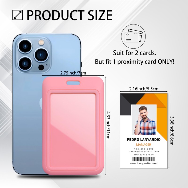 Lanyardio 1 Pack Sliding Vertical ID Badge Holder Hard Pink