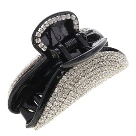 Women Lady Exquisite Black Small Size Acrylic Full Diamond Rhinestones Hair Jaw Clips Hairpin - Fancy Bathe Hair Claw Clip for Medium Hair