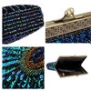 Womens Sequin Beaded Evening Bag Antique Peacock Evening Wedding Clutch