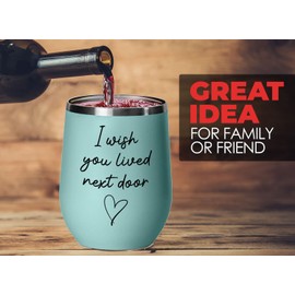 Friendship Teal Edition Wine Tumbler 12oz - I Wish You Lived Next Door - Funny Witty Best Friend BFF Soulmate Birthday for Men Women Bestfriends