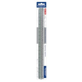 STAEDTLER Engineer Aluminum Triangular Scale, 12in Metal Ruler with Color-Coded Grooves, Weather-Resistant, 6 Scales (10-60 Parts per Inch)