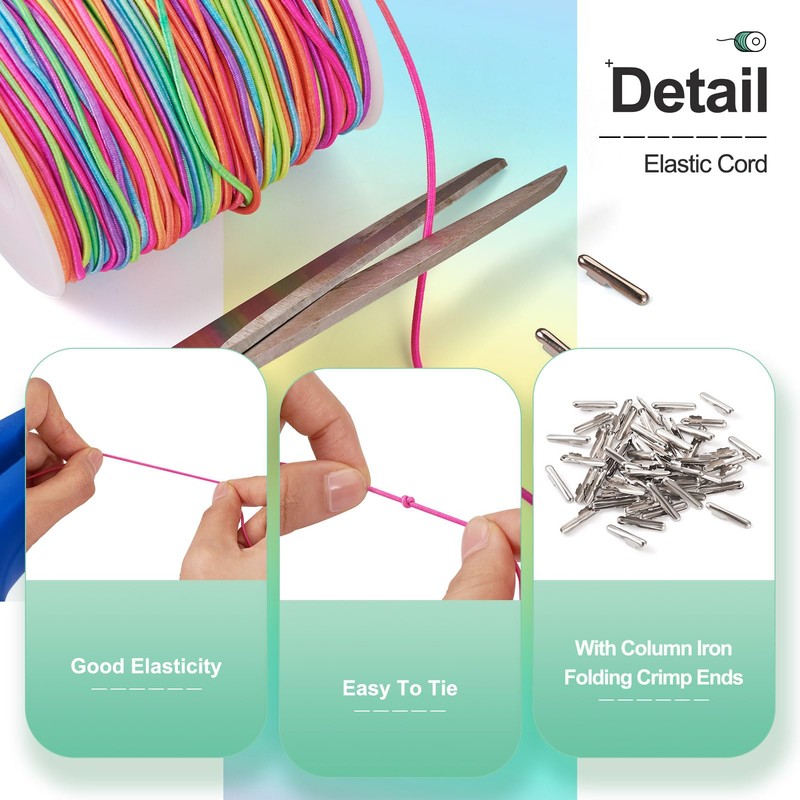 Craftdady 1.5mm Elastic Cord 76.55Yard Segment Dyed Stretch Round String