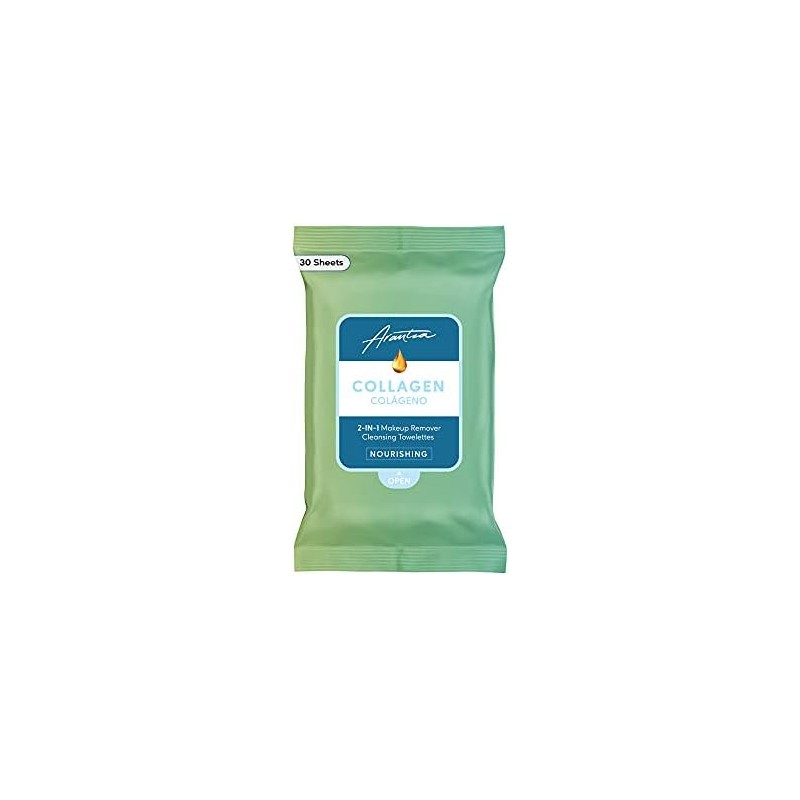 COLLAGEN 2 IN 1 MAKEUP REMOVER CLEANSING TOWELETTES ARANTZA COSMETICS
