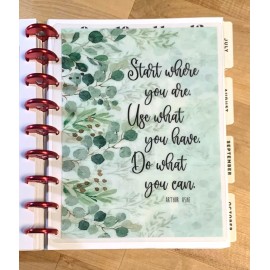 Handmade Start Where You Are Quote 2-Sided Dashboard for use with Classic Happy Planner-