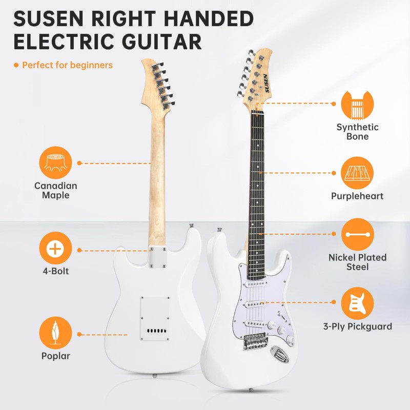 Electric Guitar, 39 Inch Solid Full-size Electric Guitar S-S-S Pickups