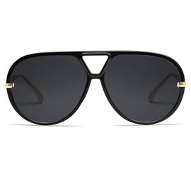 VANLINKER Trendy Polarized Aviator Sunglasses for Women Men Retro Oversized Round Sunglasses Vintage Side Shield Shades VL9798, Tortoise/Green