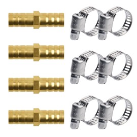 12PCS 3/8" (10mm) Garden Hose Repair Kit for 3/8 Barb Fitting, Water Hose Connector Barb Splicer Hose Mender Garden Hose Repair Fittings Air Hose Repair Kit for Air/Water/Fuel/Oil w/ 8PCS Clamp ﻿