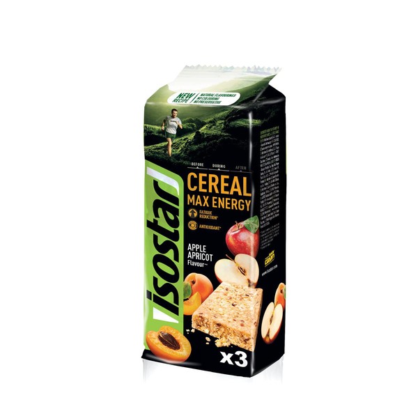 Isostar - 193967 Max Apple Apricot Cereal Bars – Energy Supply – Carbohydrates and Vitamins – Energy Intake – 3 x 55 g