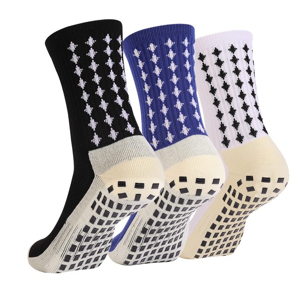 wonhag Men's Soccer Grip Socks Men Non Slip Mens Crew