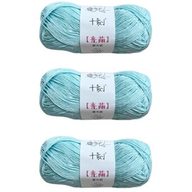 Linen Rayon Lyocell Blend Sequin Yarn, Superfine Fingering Weight (1), 150g/5.29oz (3 Strands, 50g/191yds per Strand)- 06-Aqua Blue
