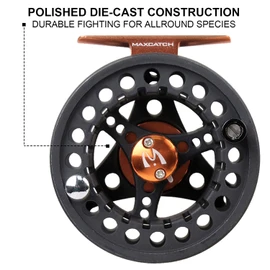 Maxcatch ECO Large Arbor Fly Fishing Reel (3/4wt 5/6wt 7/8wt) and Pre-Loaded Fly Reel with Line Combo (ECO Fly Reel Black, 2/3 Weight)