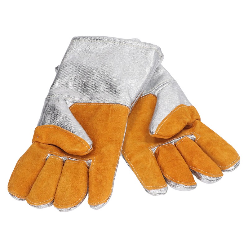 1 Pair Cowhide Welding Gloves Heat Resistant Fireproof Hard Wearing