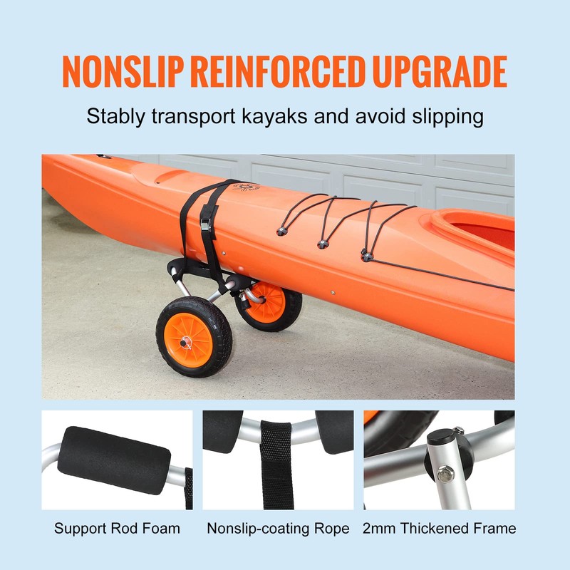 VEVOR Kayak Cart, 250lbs Load Capacity, Foldable Kayak Dolly Aluminum
