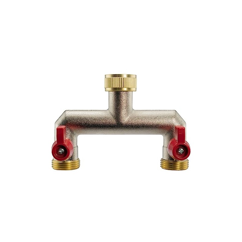 Brass Tap Two Way Splitter Manifold With Valves 3/4" BSP