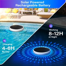 COXSENI Solar Floating Pool Lights with Remote 4PACK, 12 Color Modes 3 Timer Function, IPX7 Waterproof Rechargeable LED Solar Lights for Bathtub, Pool Parties, Outdoor & Bathroom Decor