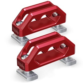RENO Bed Rail Cleats, Aluminum Tie Down Anchors for Cargo Trailer Compatible with 2022-2025 Maverick / 2015-2025 F150 / 2019-2025 Ranger Bed Hooks, Replaces NZ6Z26000A64A, NZ6Z-26000A64-A (Red, 2PCS)