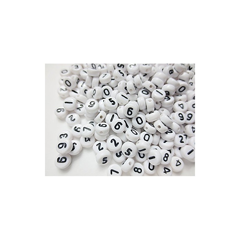 500 White Number Beads 7mm Round Number Beads for Making