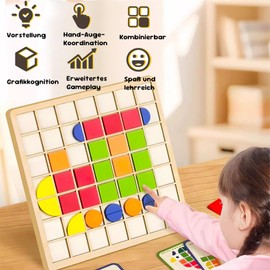 Tangram Children's Geometric Shapes Wooden Puzzles, Montessori Toy Puzzle for 3 4 5 6 7 Years Children, Creative Mosaic Puzzle, Wooden Pattern Blocks Set, Shape Matching Game