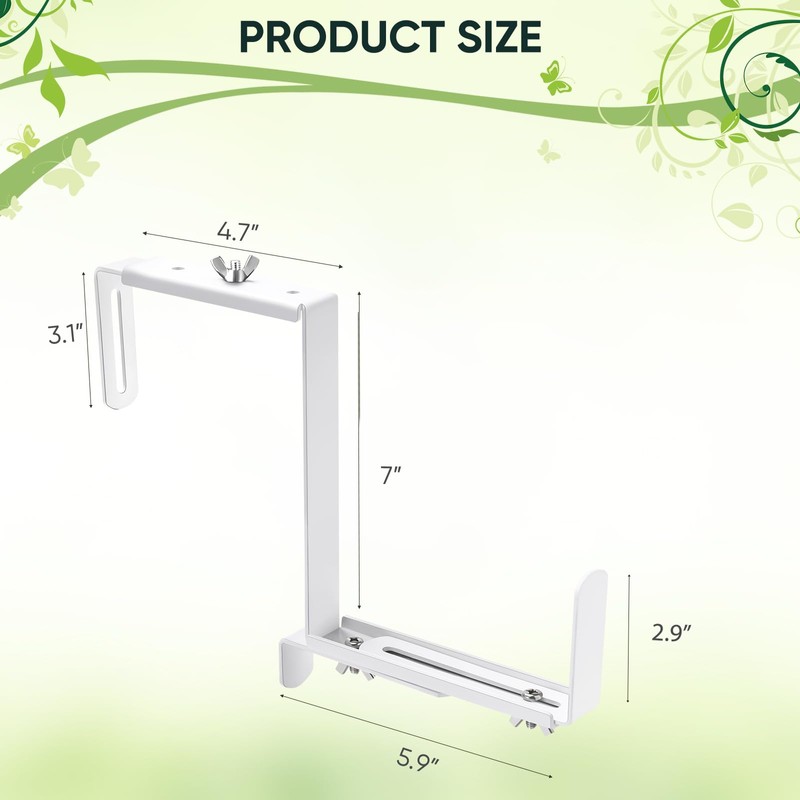 VIVIKEN Adjustable Planter Box Bracket, Flower Box Holder Brackets for