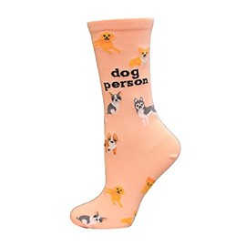 Hot Sox Women's Dog Person Crew Socks 1 Pair, Blush, Women's 9-11 Shoe