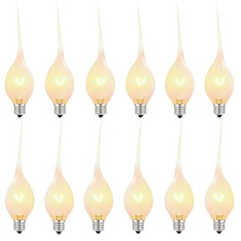 Silicone Dipped Candle Bulbs, 5W Night Light Bulbs, C7/E12 Candelabra Base - Clear Country Style for Christmas Chandelier, Electric Window Candle - 120V, 12 Pack