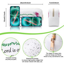 Inspirational Christian Gifts Makeup Bag Bible Verse Gift Spiritual Baptism Gift for Girl Goddaughter Niece Religious Scripture Gift Cosmetic Bag First Communion Gifts Christmas Travel Cosmetic Pouch