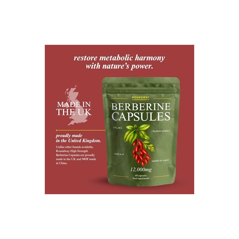 Berberine 12000mg High Strength | 97% HCL Berberine Supplement |